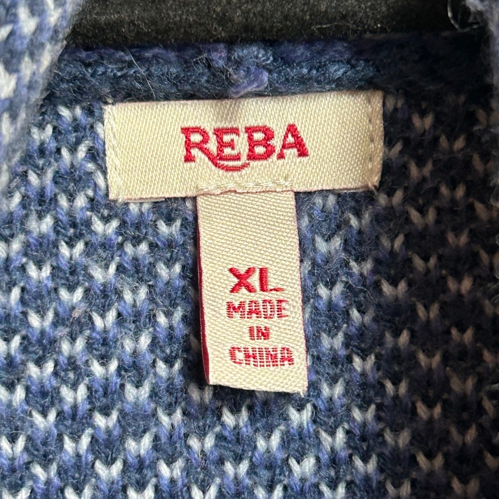 Reba Womens XL Southwest Landscape Fringe Open Front Cardigan Sweater Blue Rust - Picture 12 of 14